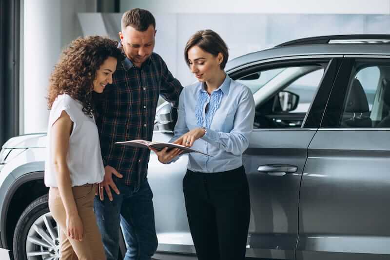 Finance contract in car dealership